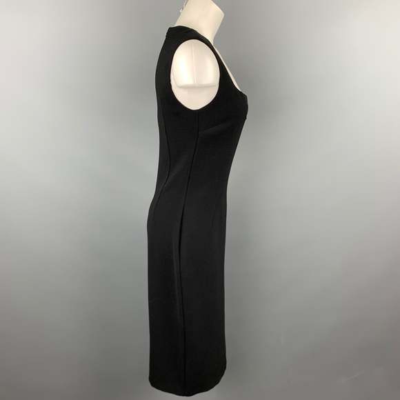 DOLCE & GABBANA Size 8 Black Wool Blend Scoop Neck A-Line Dress - Picture 3 of 5